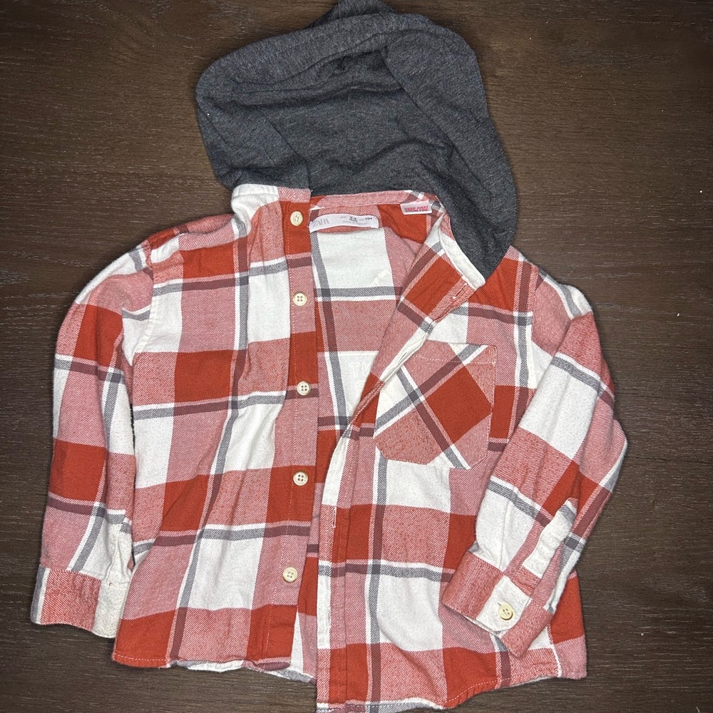 Zara Kids hooded flannel - 3T